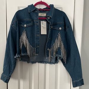 diamond drip denim jacket